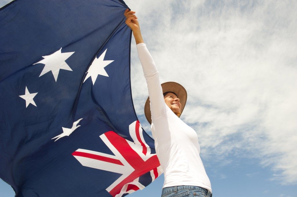 Girl holding australian flag